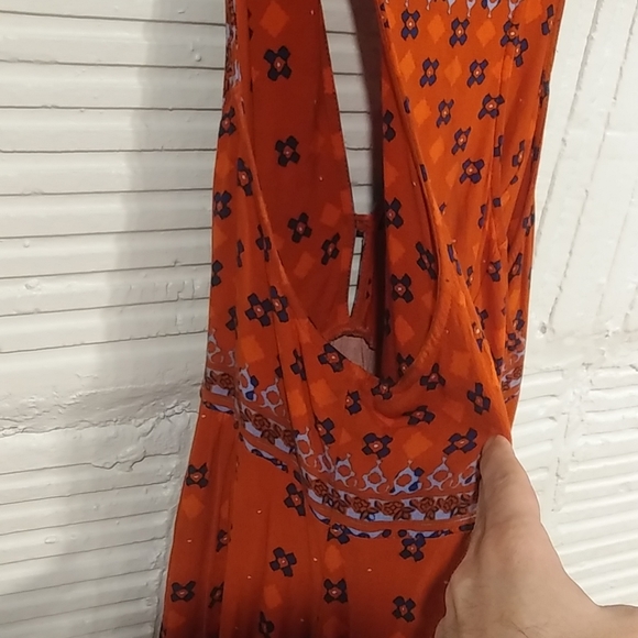 Free People orange and light blue collared top - Picture 6 of 7